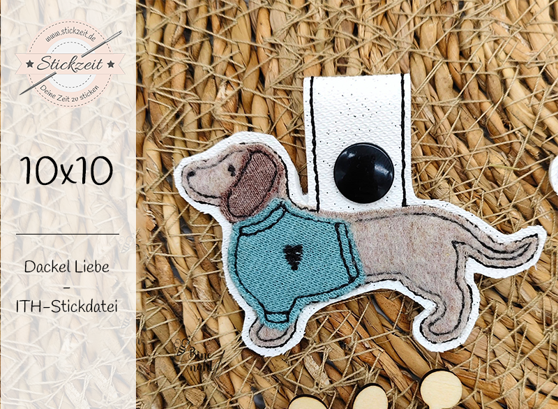 Schlüsselanhänger Dackel Liebe - ITH-Stickdatei